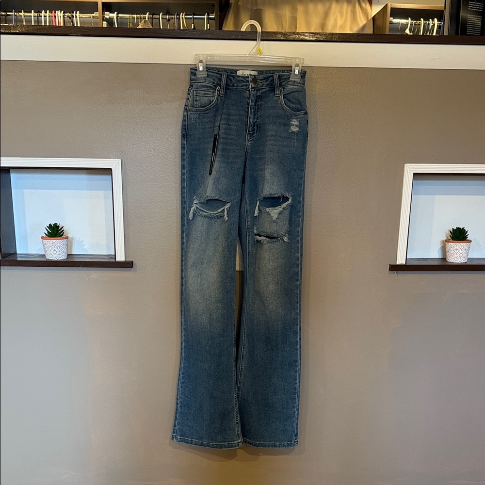 NWT Fashion Nova 0 Tall Distressed Flare Jeans